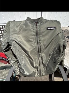 Avirex Olive Green reversible Flight Jacket Patch Detail